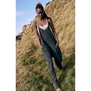 Free People Movement Hot Shot Black Washed Jumpsuit Overalls Women's XS